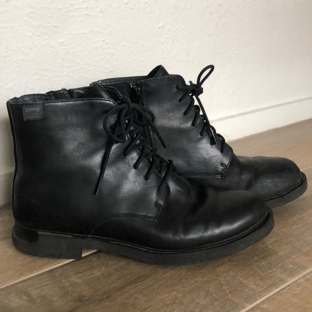 CAMPER | Iman Black Lace-Up Ankle Boots